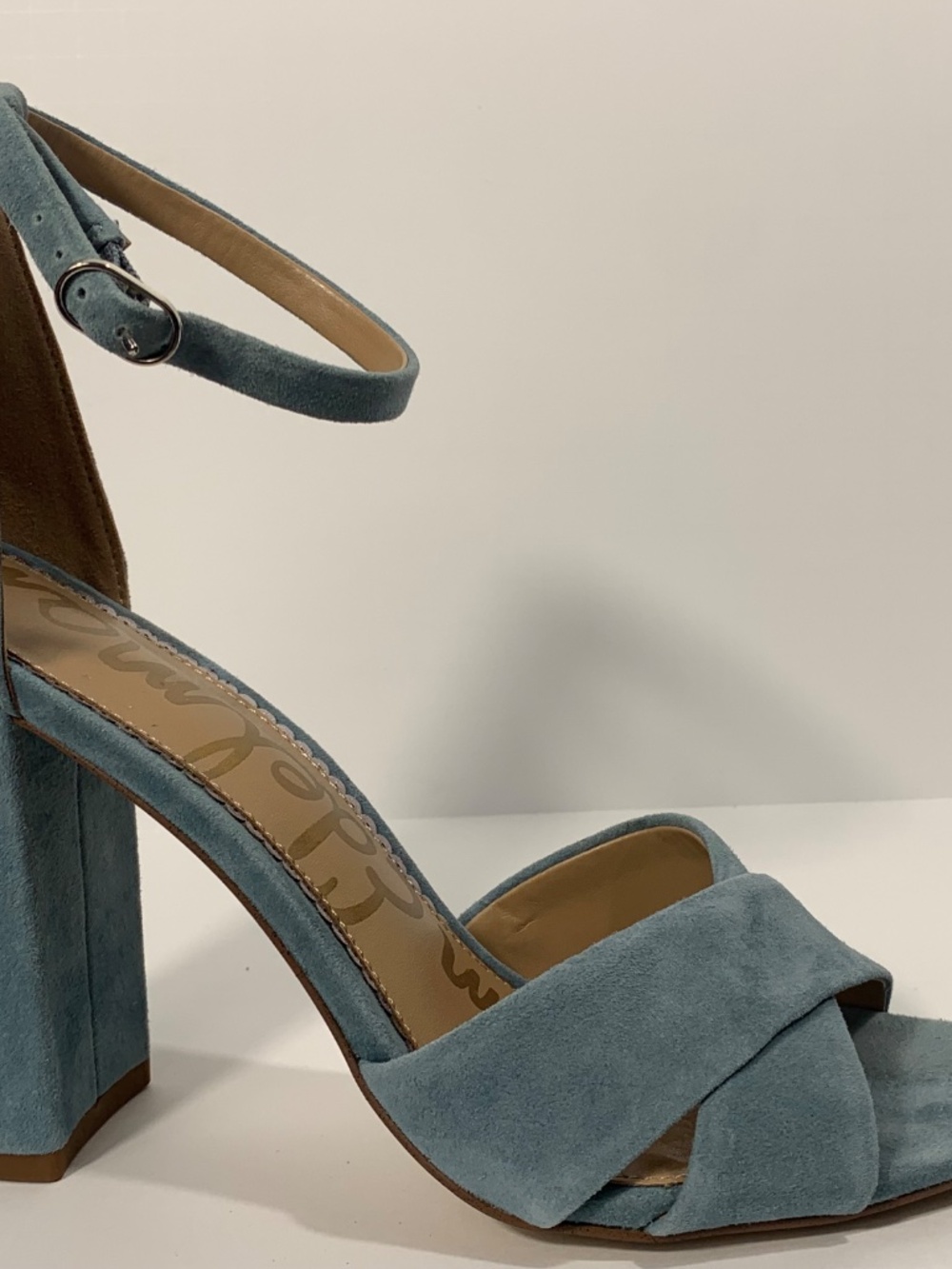 Sam Edelman Signature Collection Yenna Suede Heels Seafoam Blue Size 9 - Picture 7 of 11